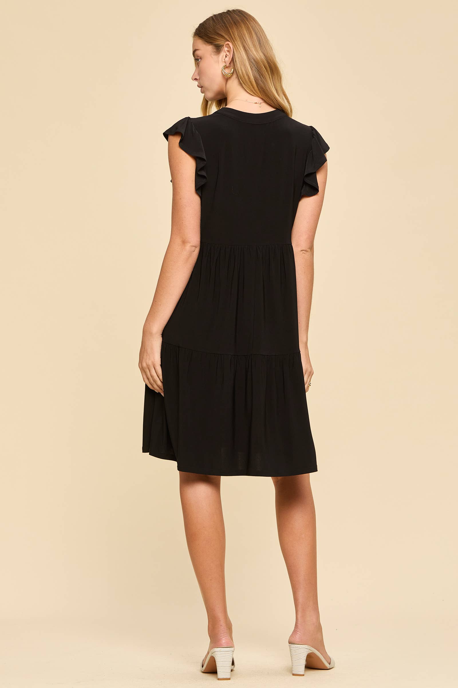 Flutter Sleeve Tiered Forever Dress