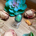 MJ Freeform Green Turquoise Adjustable Sterling Silver Ring