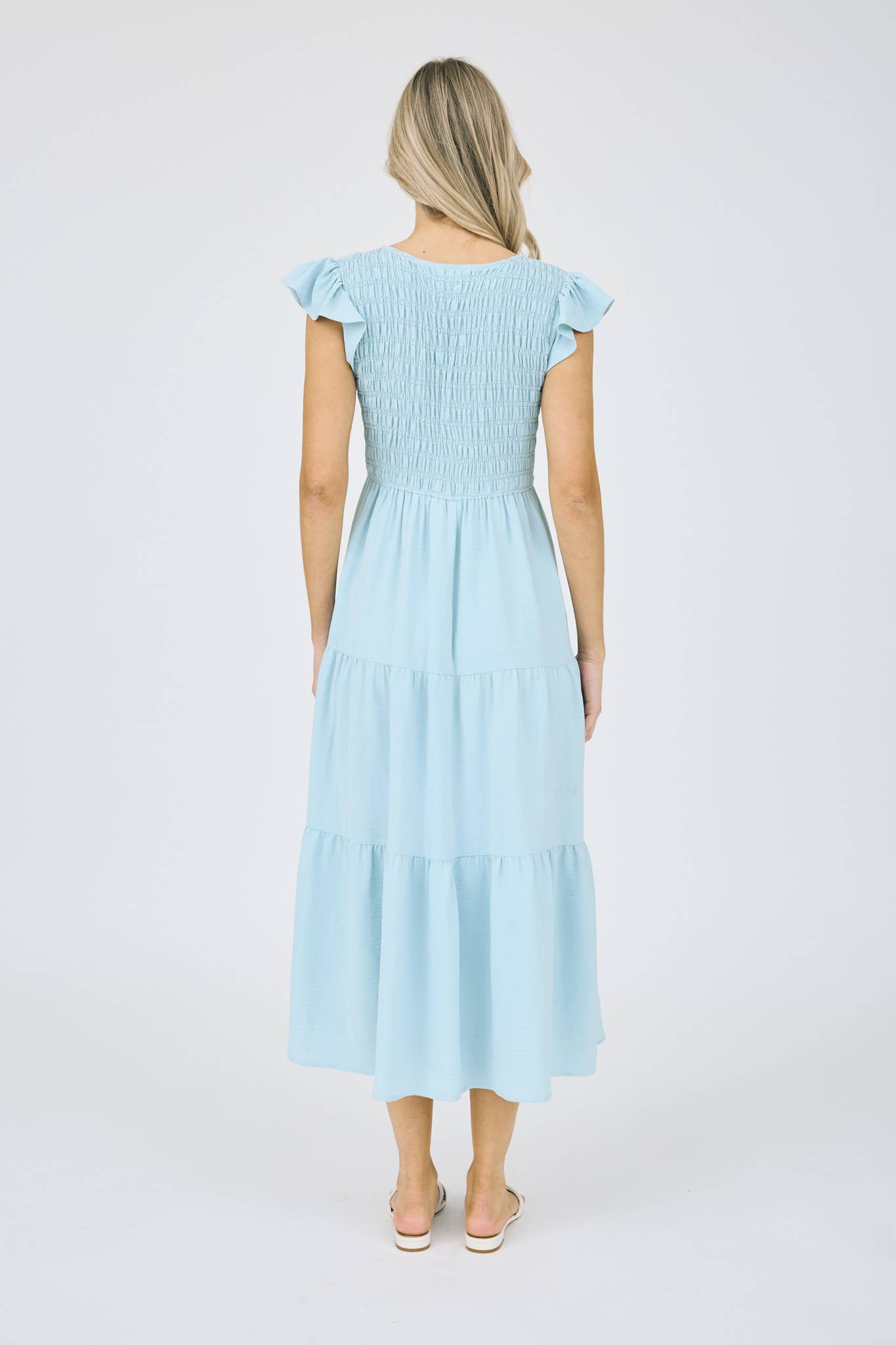 FLUTTER SLEEVE MAXI DRESS: IVORY