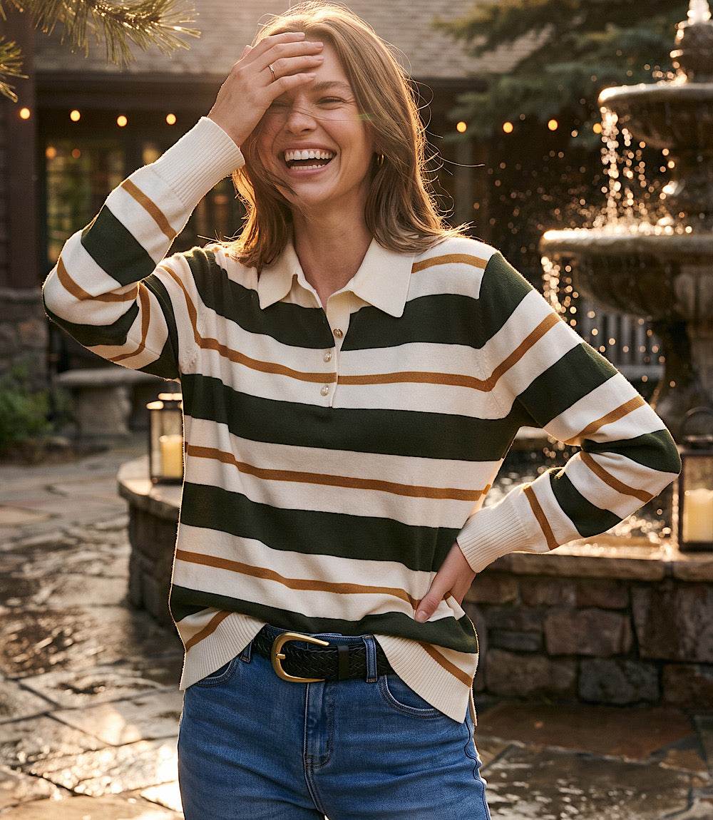 Game Day Collared Stripe Sweater