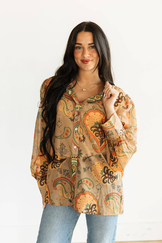 BROWN PAISLEY  BLOUSE