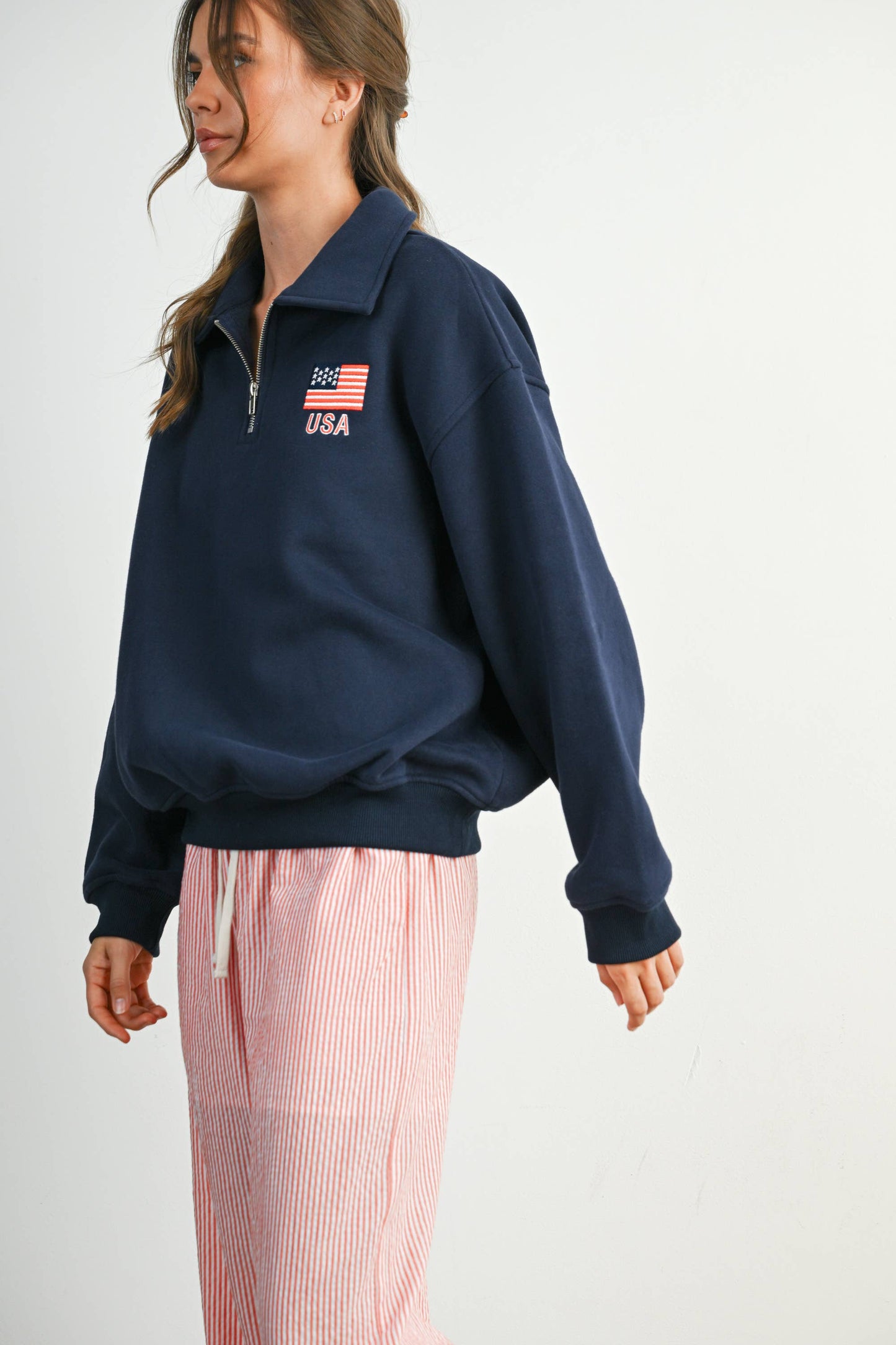Loose Collared Quarter-Zip
