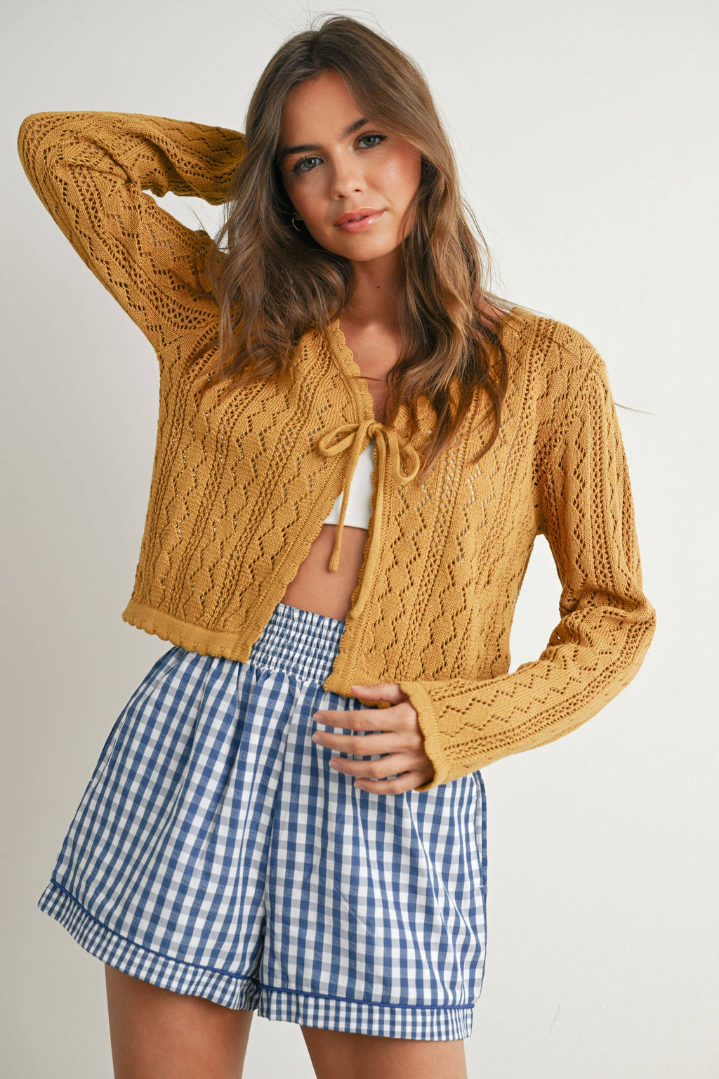 Garterized Gingham Shorts