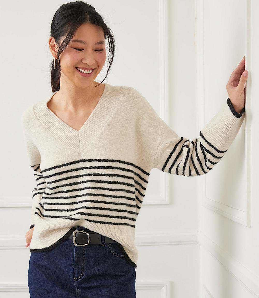 Stripe V-Neck Sweater