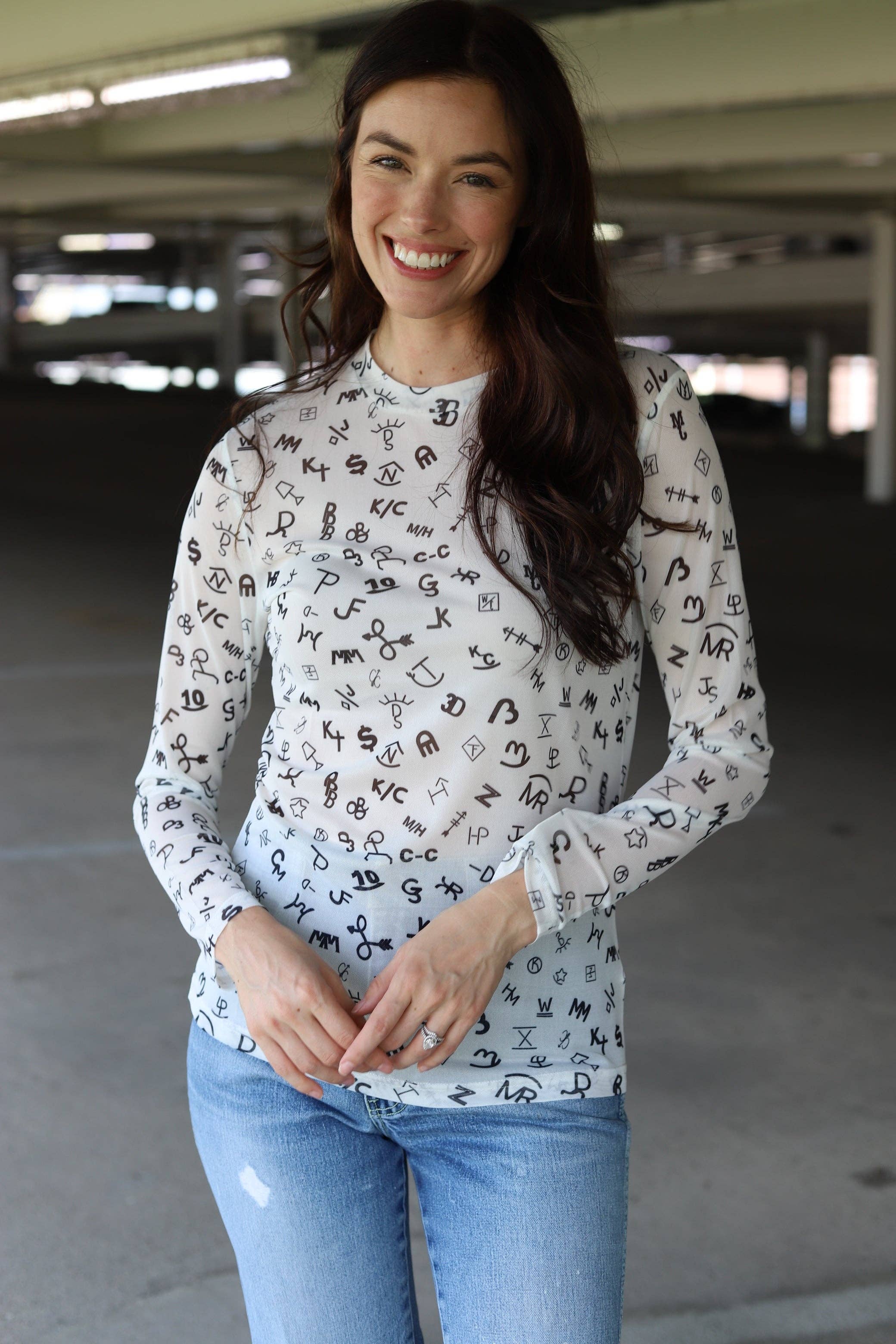 MESH WHITE BRAND TOP