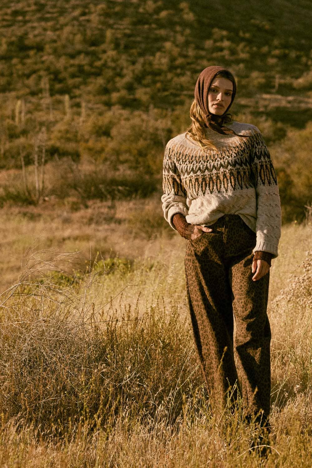 Leopard-Print Twill Pocket Pants