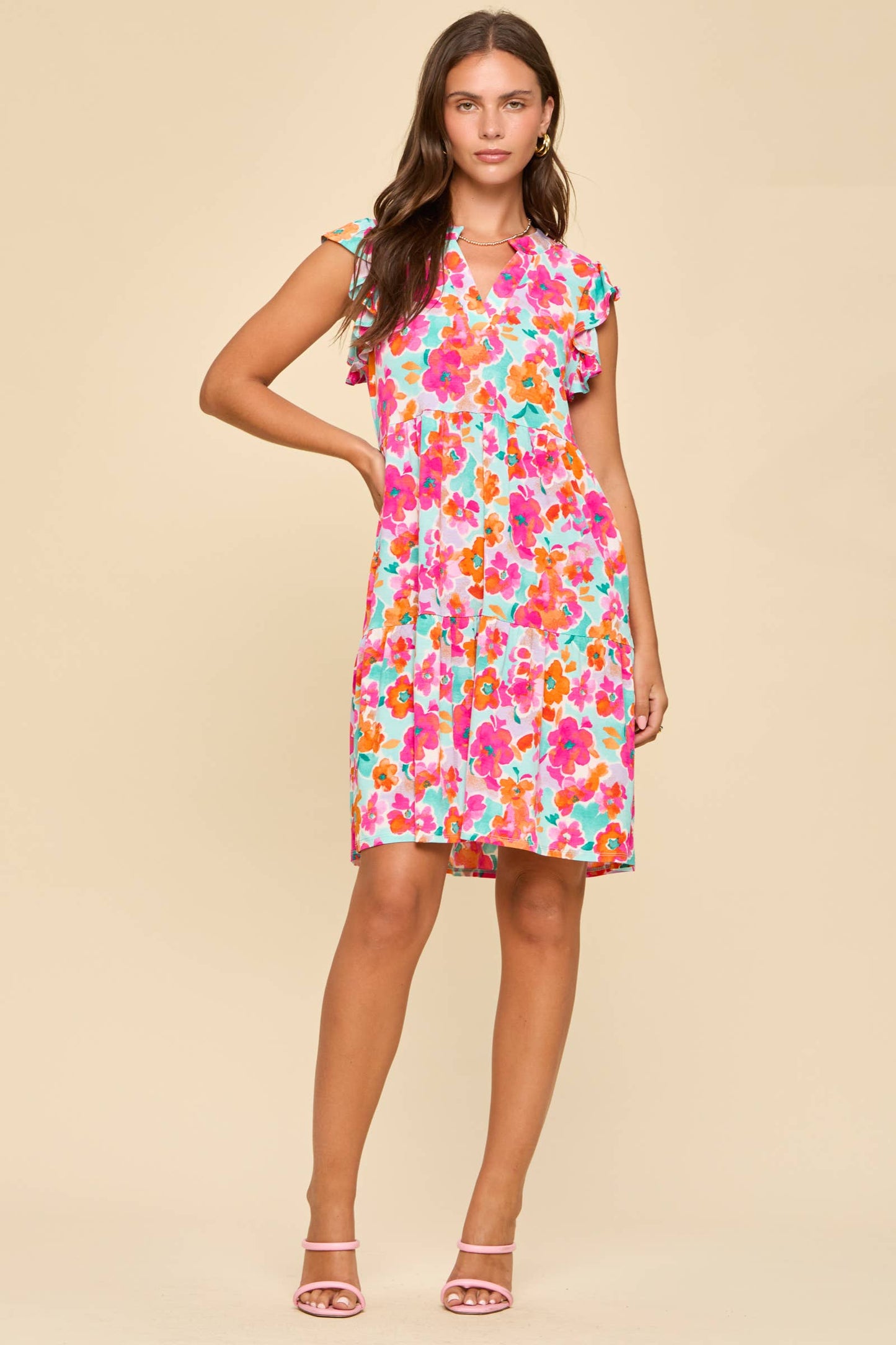 Flutter Sleeve Tiered Forever Dress