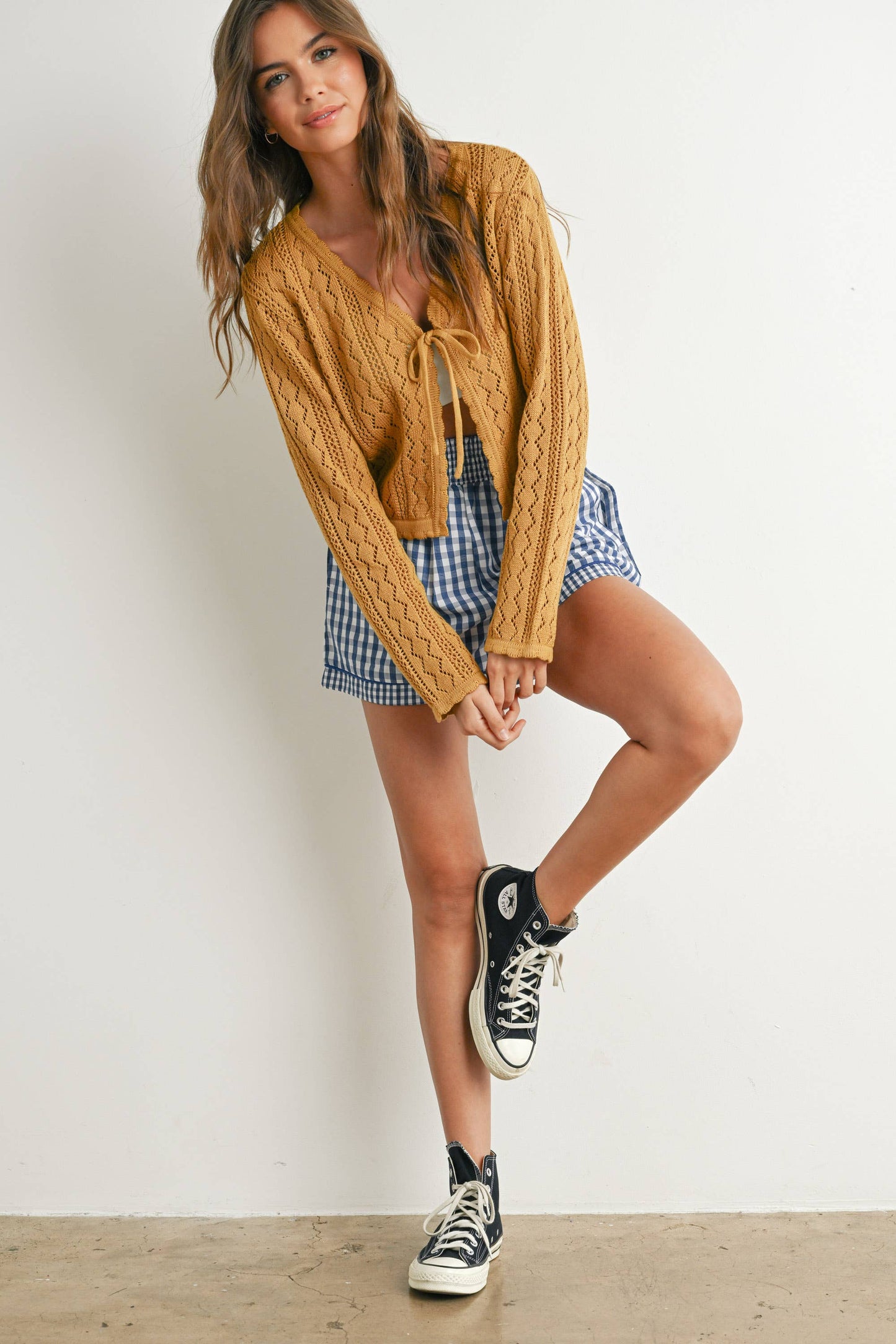 Garterized Gingham Shorts