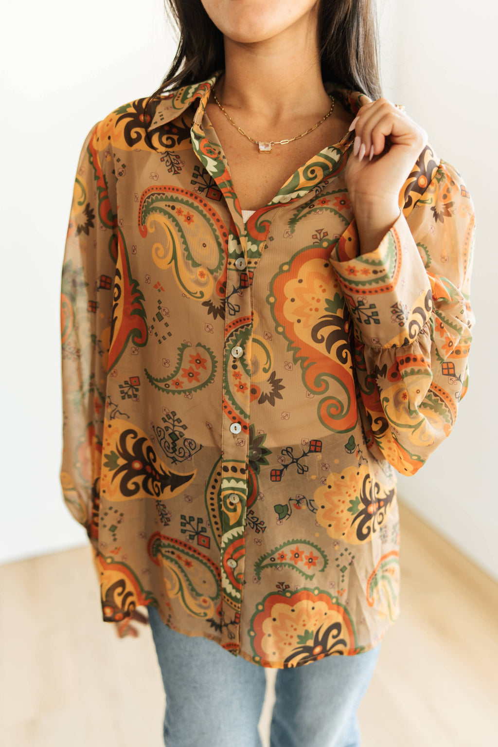 BROWN PAISLEY  BLOUSE