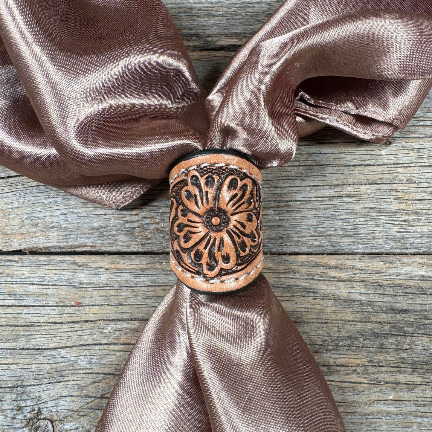 Rodeo Drive - Tooled Leather Wild Rag Slides - Assorted: LIGHT OIL FLORAL