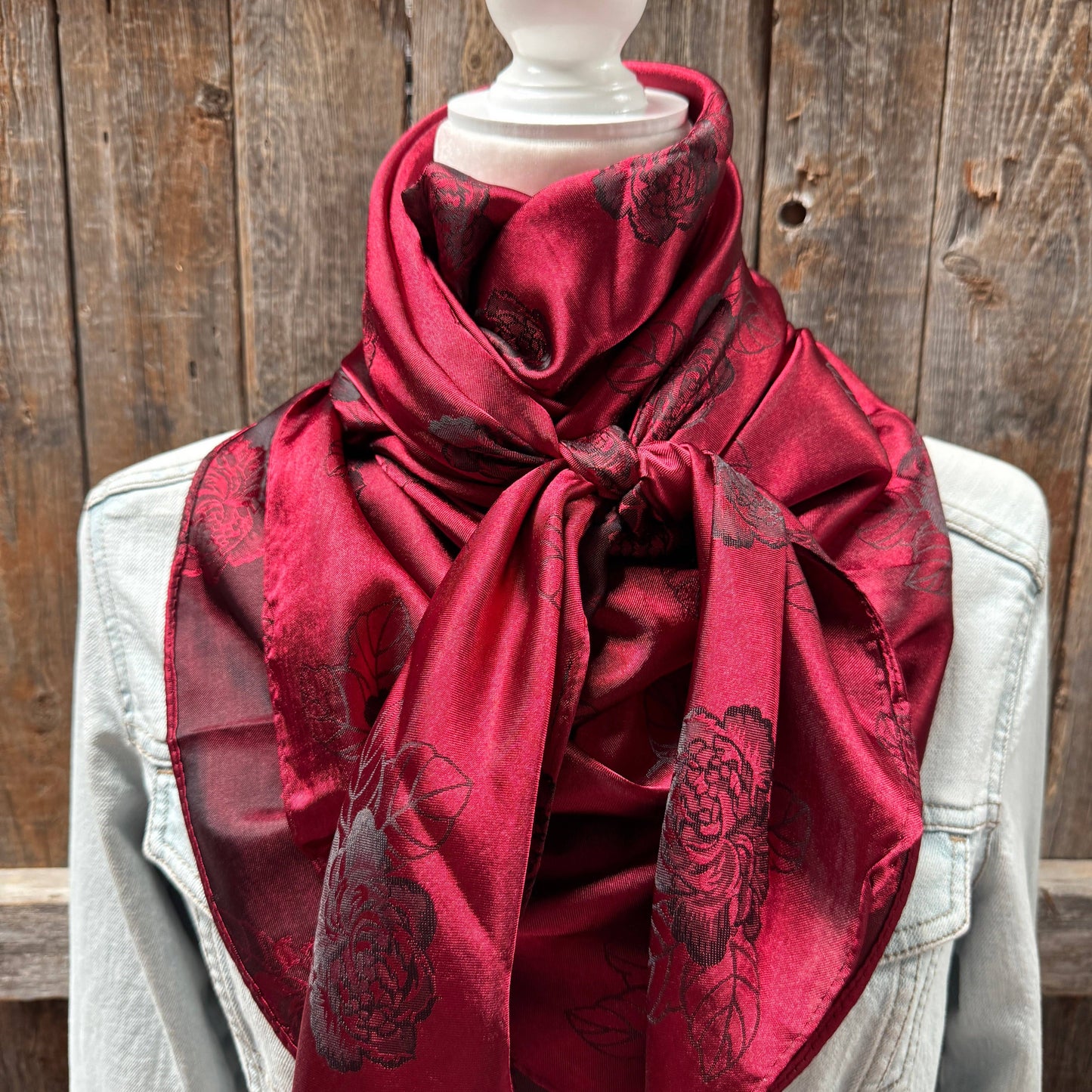 Rodeo Drive - 42X42"  Burgundy Jacquard XL Wild Rag / Scarf WR3520