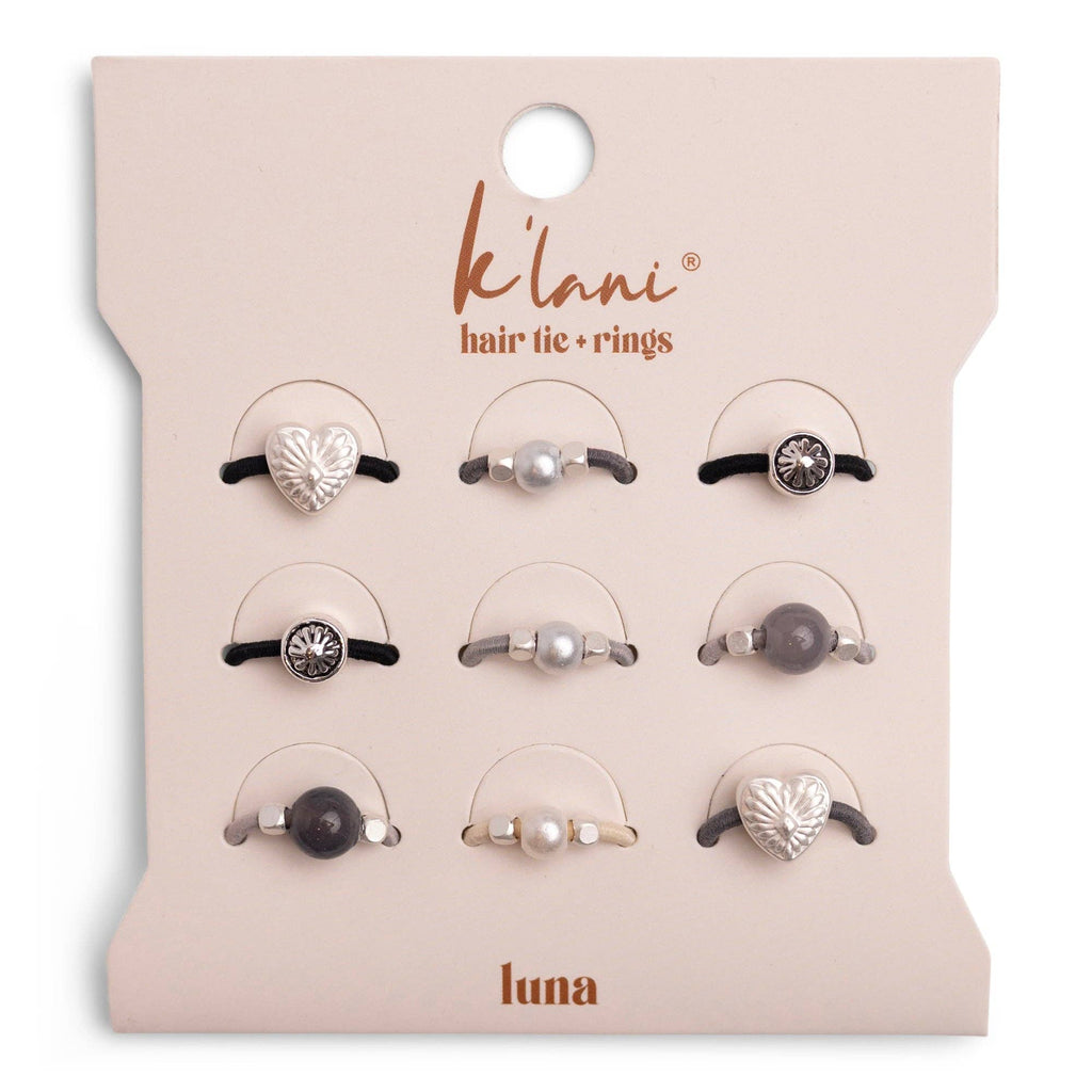 K'lani hair tie bracelets - "Luna" Silver and Cool Tones Hair Tie Rings