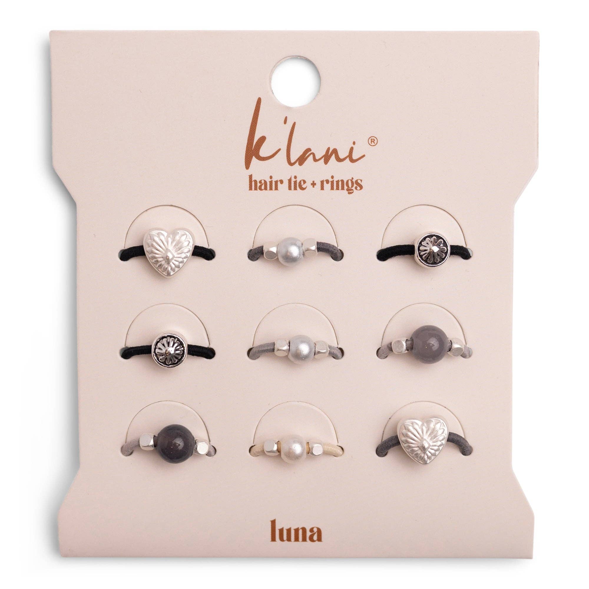 K'lani hair tie bracelets - "Luna" Silver and Cool Tones Hair Tie Rings