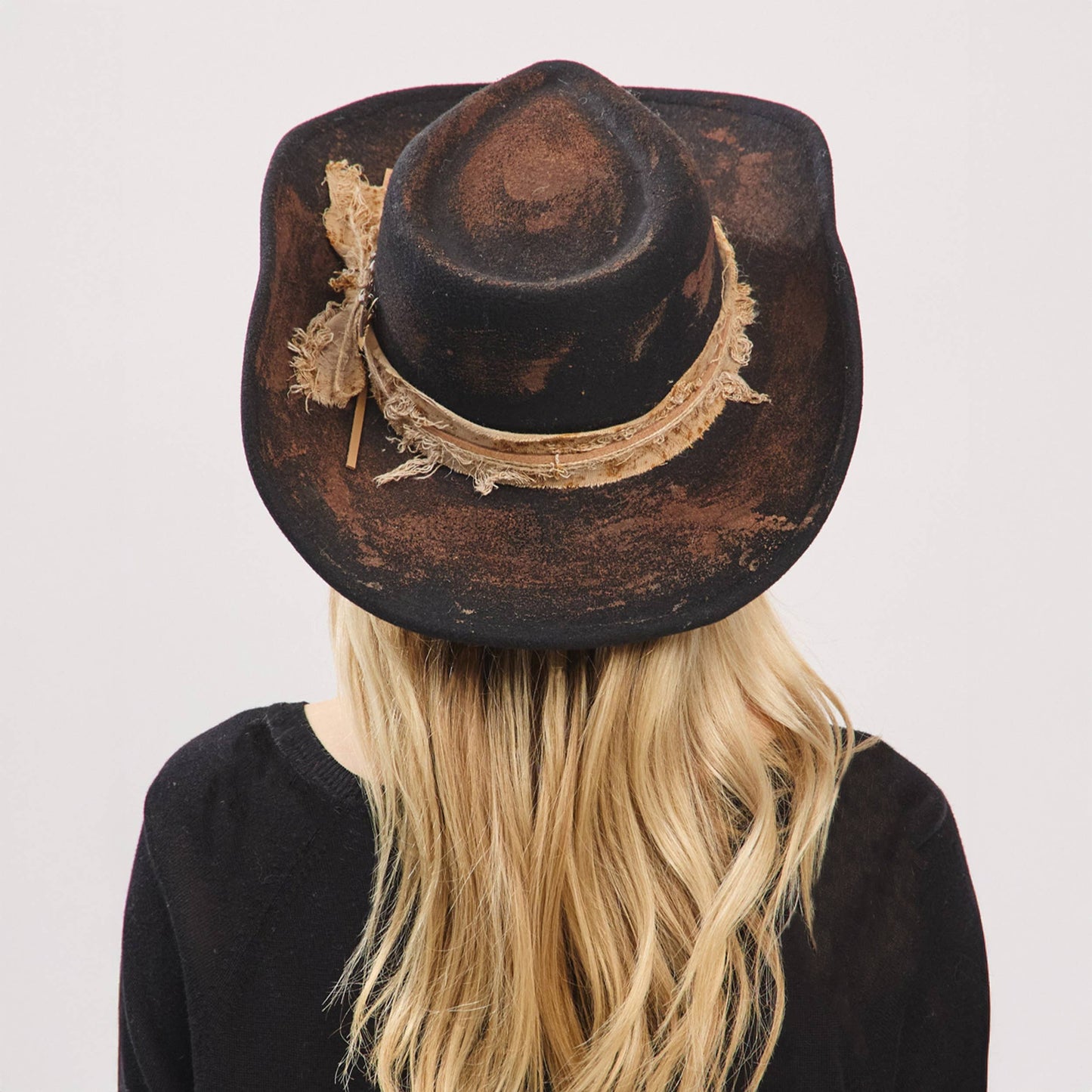 Rustic Cowgirl with Feather Fedora Hat