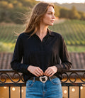 Long Sleeve Gemstone Button-Up Top