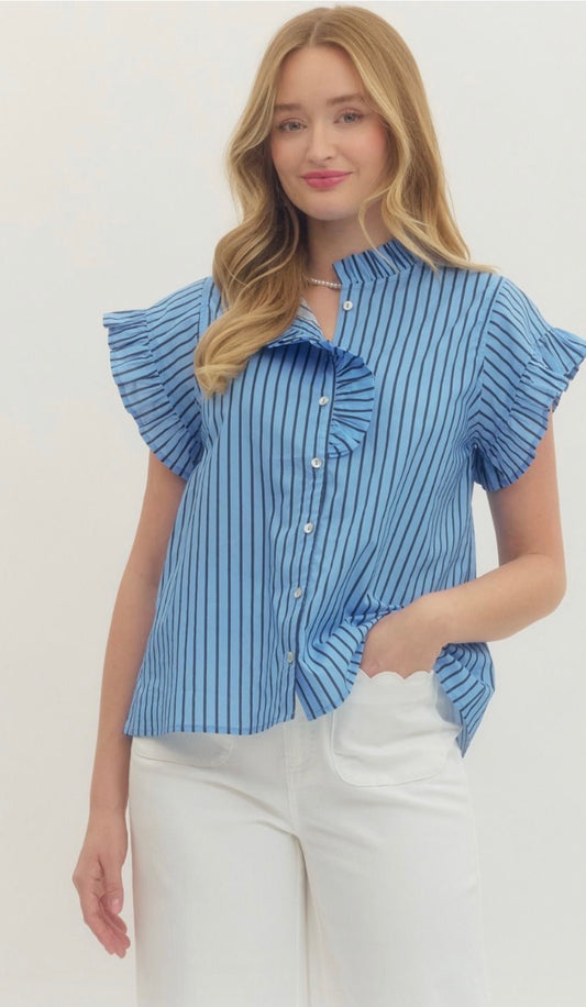 Ruffle Striped Top