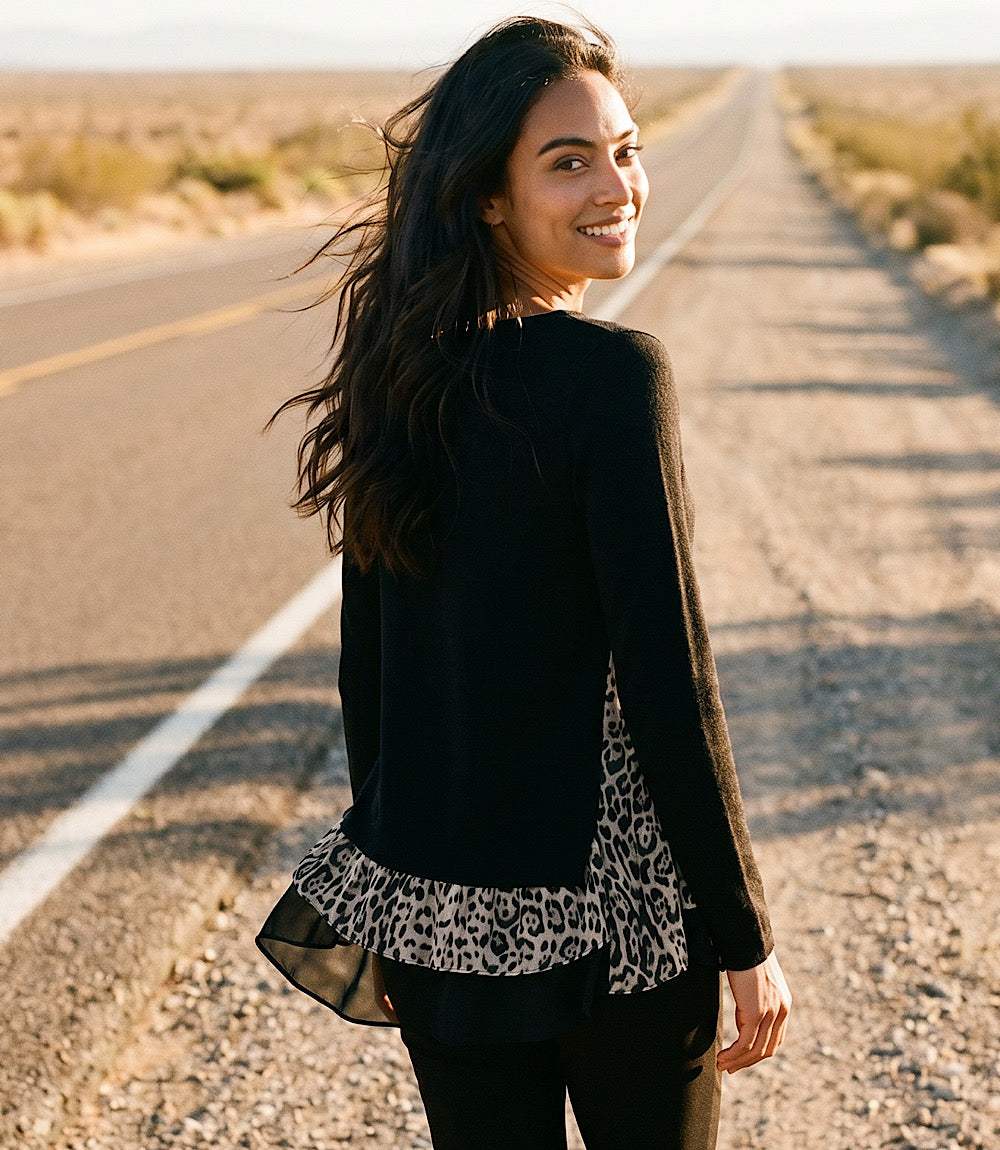 Layered Contrast Sweater