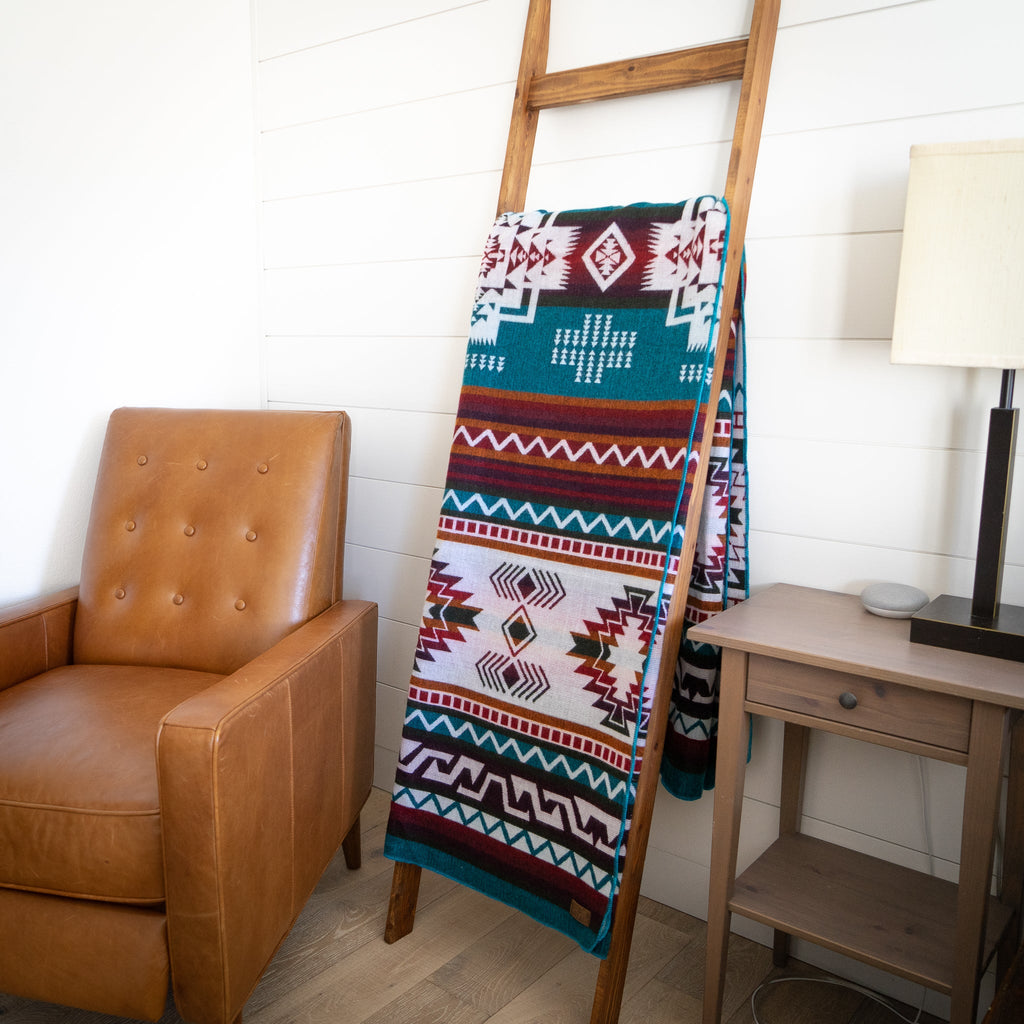Andean Alpaca Wool Blanket - Turquoise