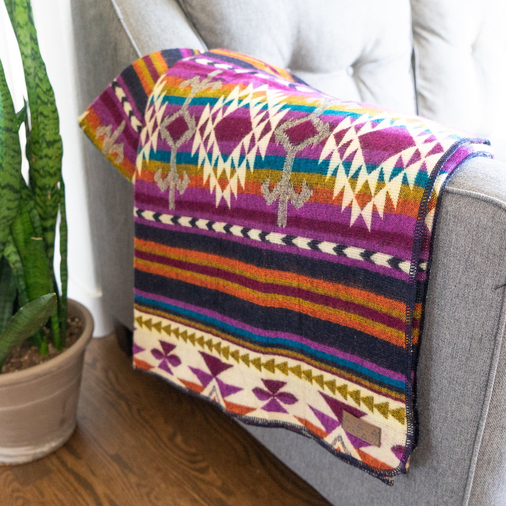 Andean Alpaca Wool Blanket - Amethyst