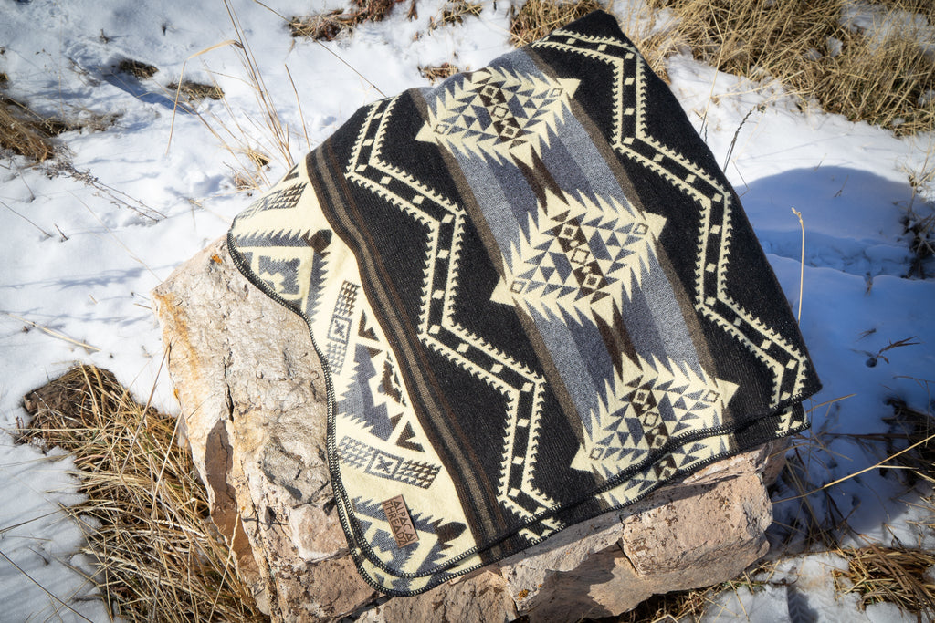 Andean Alpaca Wool Blanket - Slate