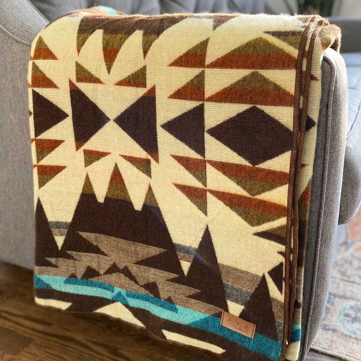 Andean Alpaca Wool Blanket - Cowboy