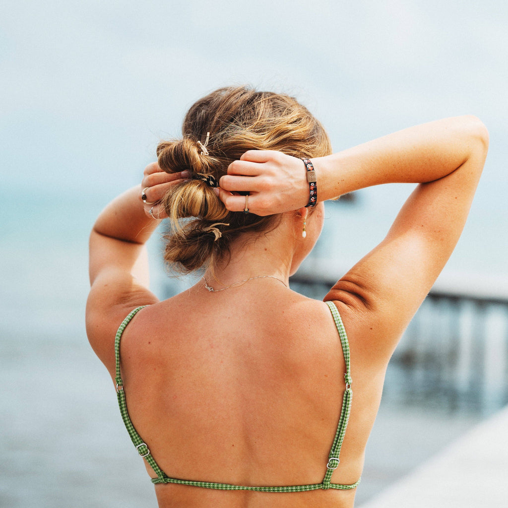 K'lani hair tie bracelets - "Roxy Coastal Drift" Black and Neutral Beachy Vibe Hair Tie Bracelets