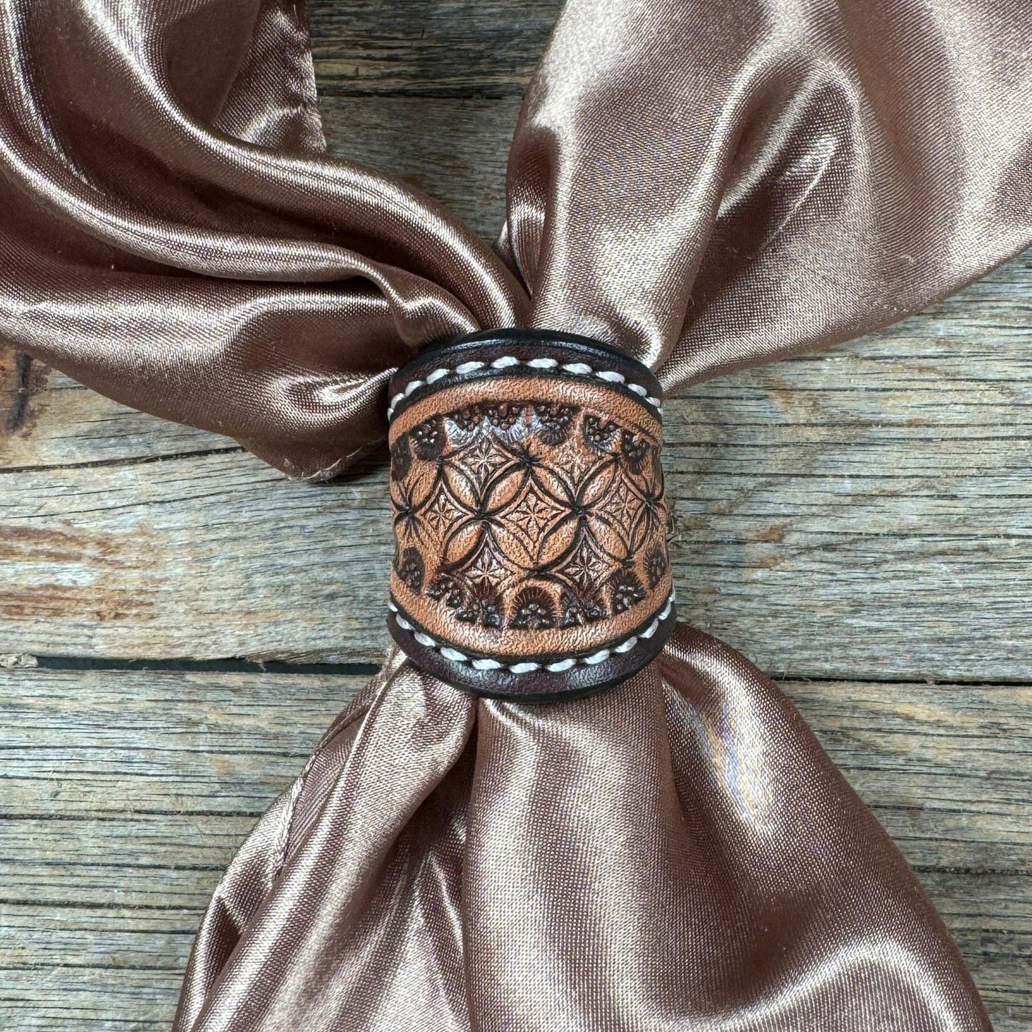 Rodeo Drive - Tooled Leather Wild Rag Slides - Assorted: LIGHT OIL FLORAL