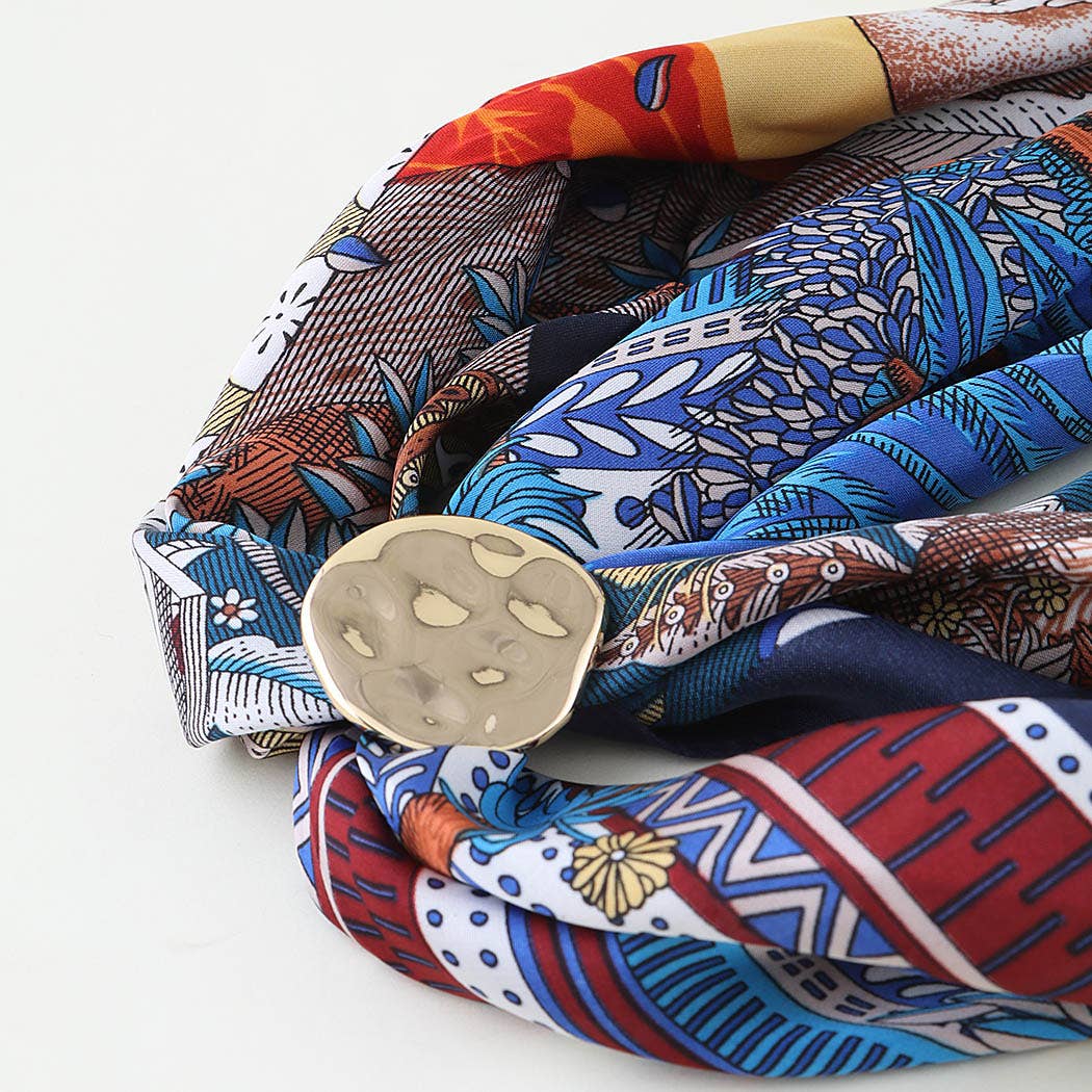 3AM BY H&D ACCESSORIES - Hammered Fabric Scarf Wrap Necklace