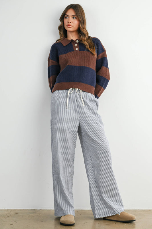 Drawstring Waist Striped Pants