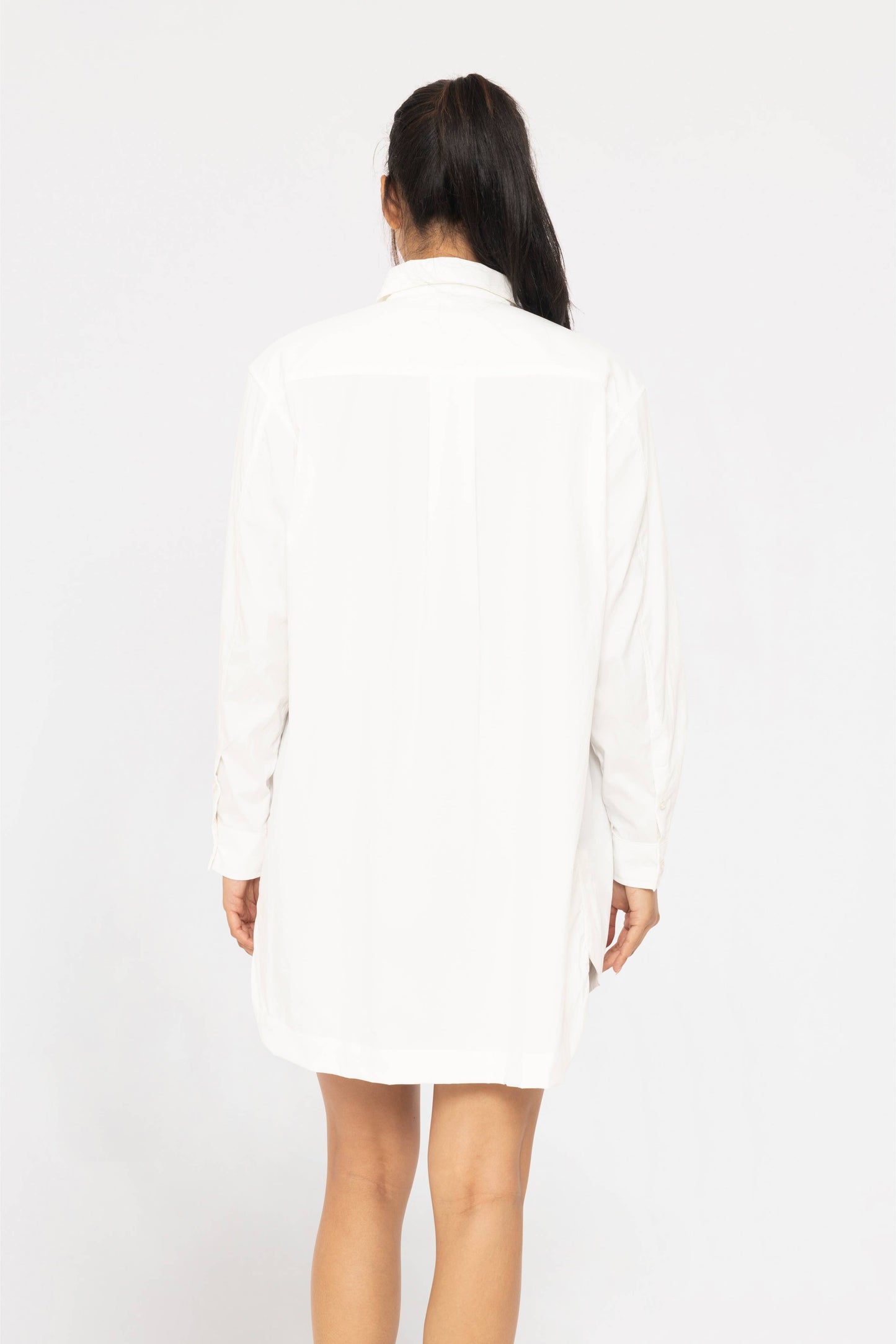 Mono B - Classic Oversized Button-Up Shirt: White