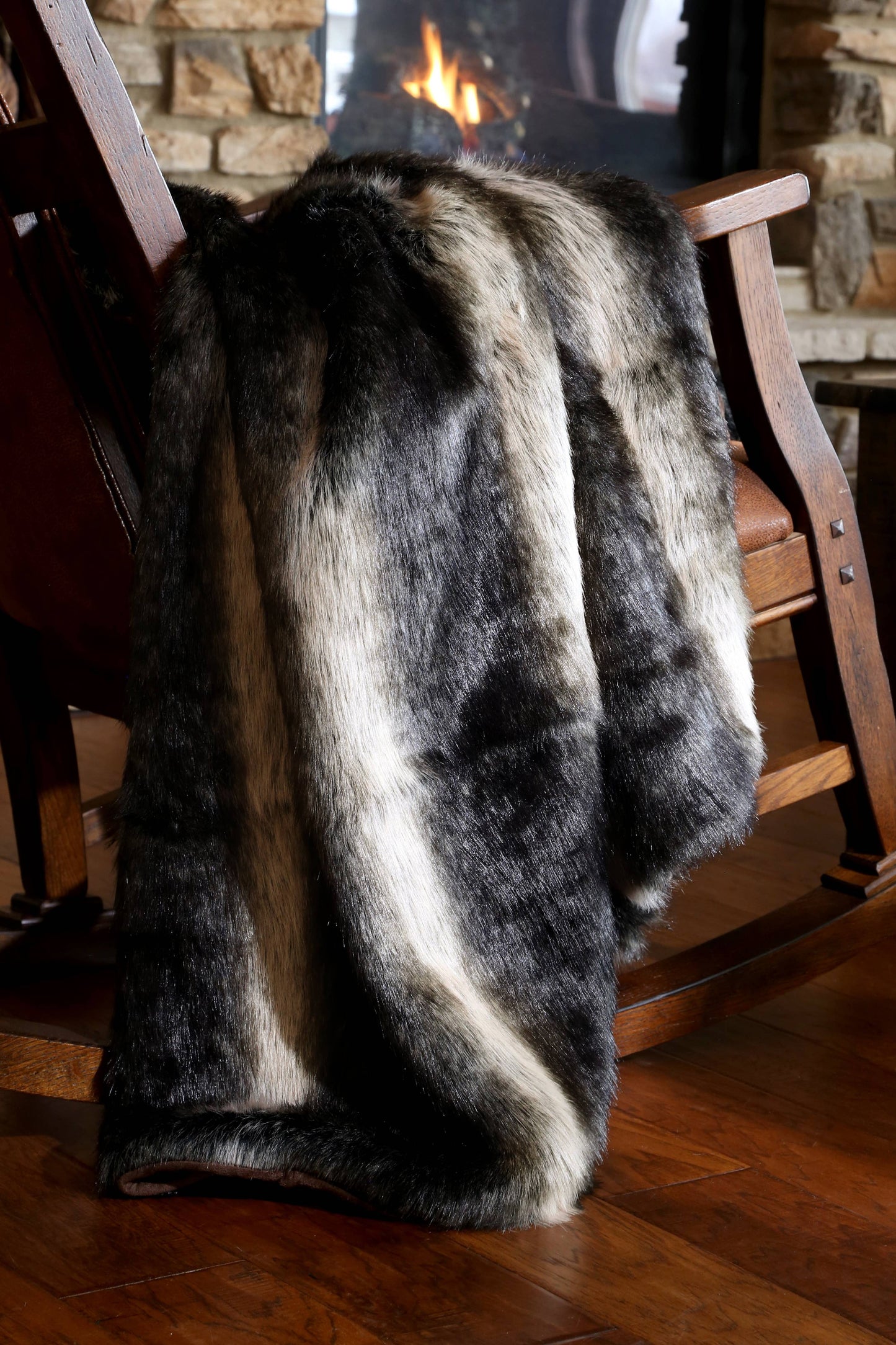 Black Wolf Fur Throw