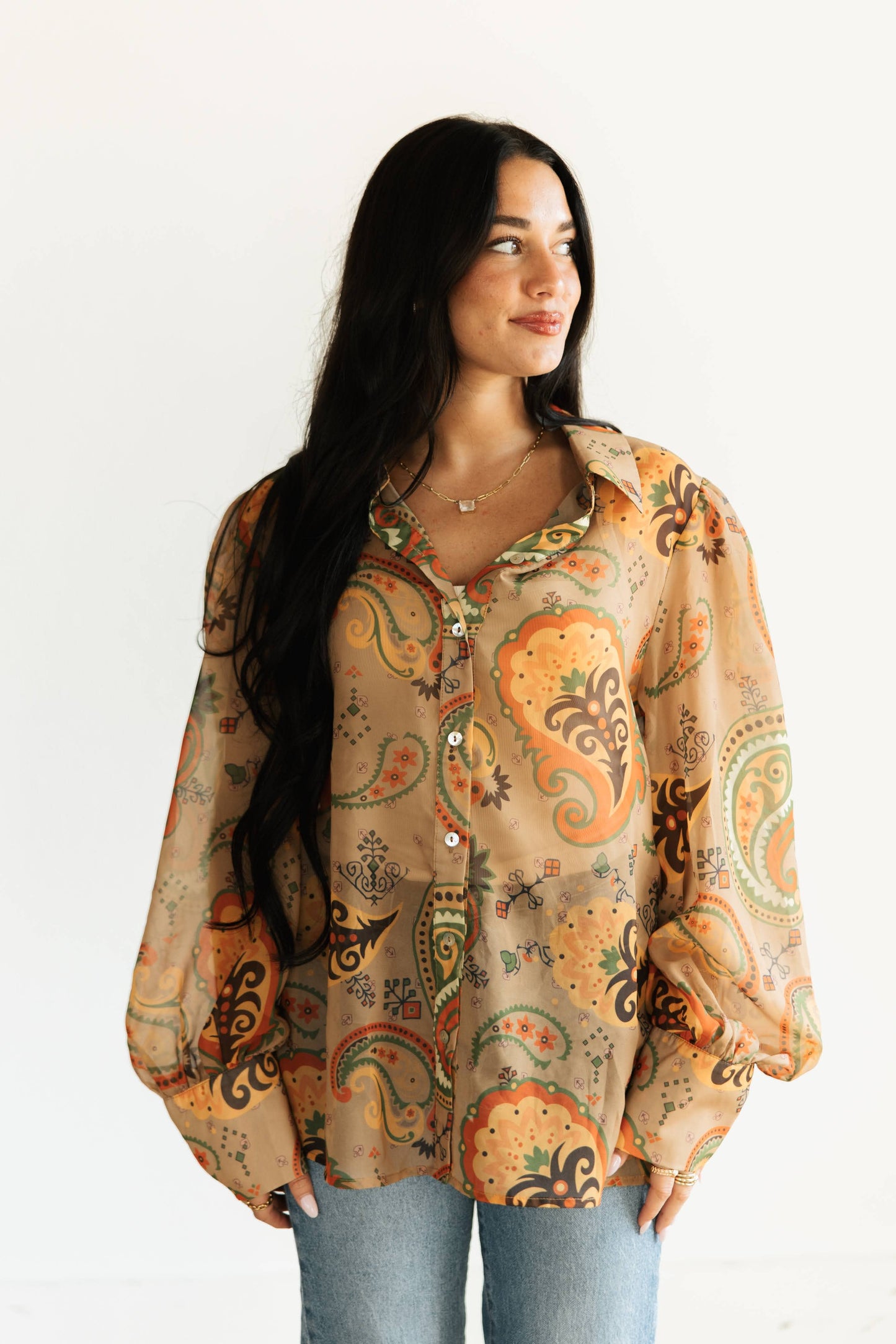 BROWN PAISLEY  BLOUSE