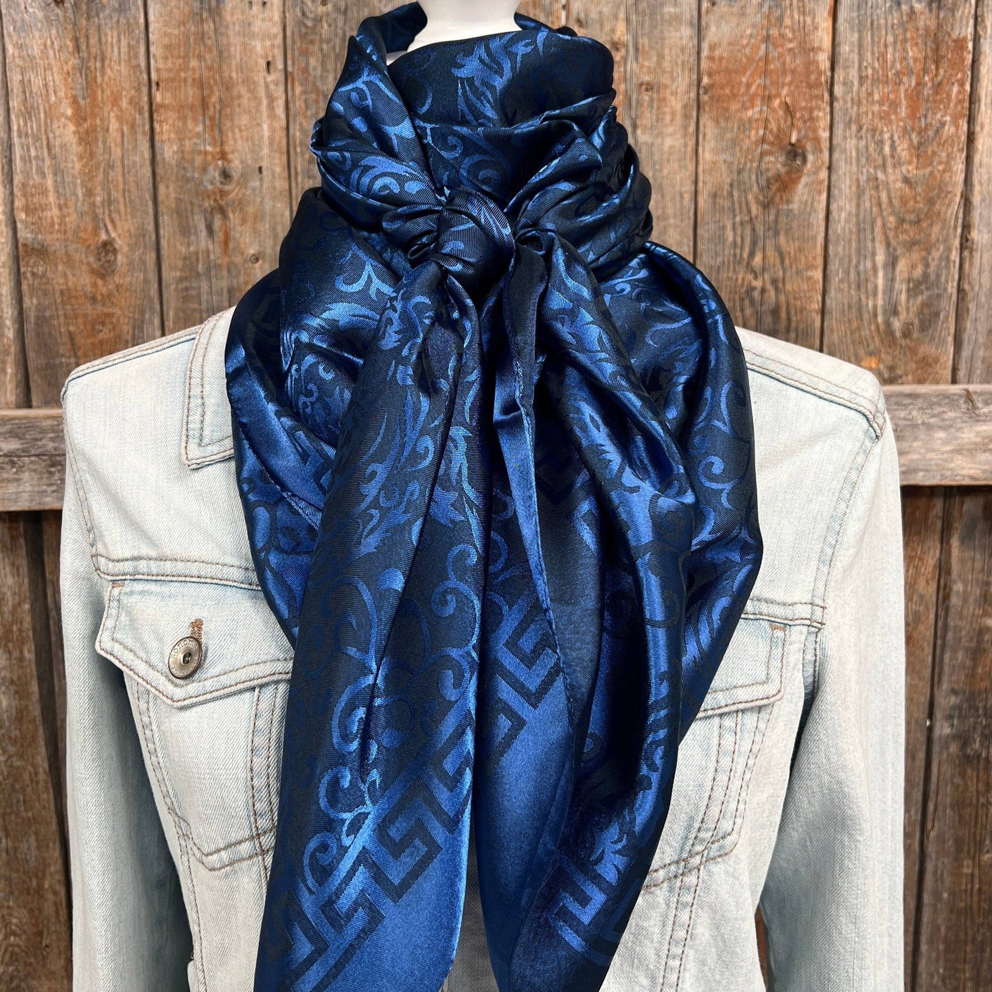 Rodeo Drive - 42X42" Cobalt Jacquard XL Wild Rag / Scarf WR3724