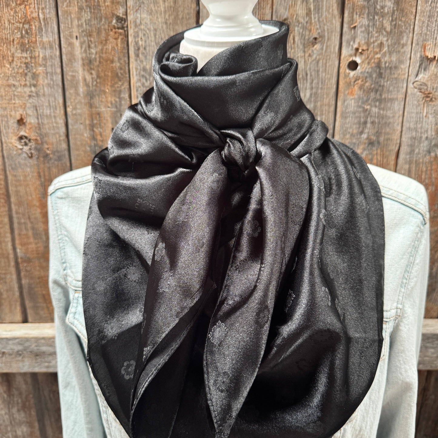 Rodeo Drive - 42X42"  Black Jacquard XL Wild Rag / Scarf WR3506