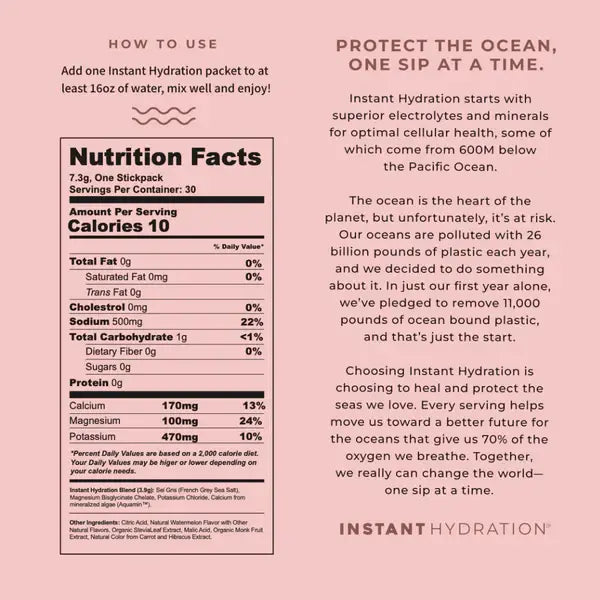 Instant Hydration - Premium Electrolyte Drink Mix: Watermelon