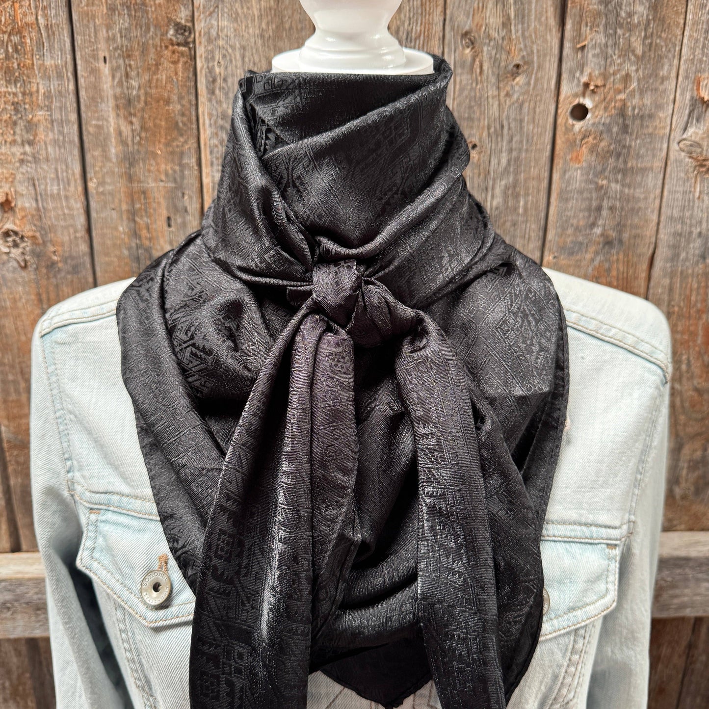 Rodeo Drive - 42X42"  Black Jacquard XL Wild Rag / Scarf WR3511