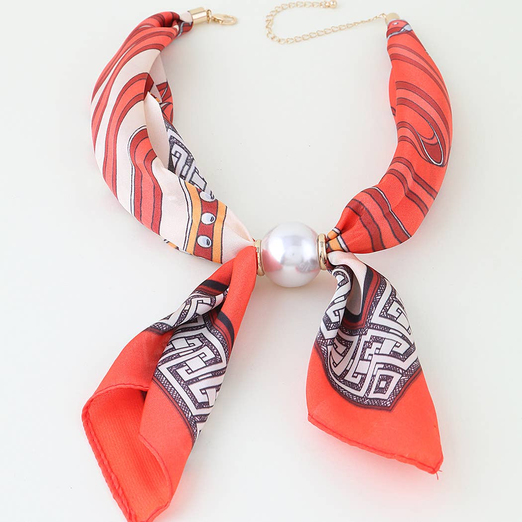 3AM BY H&D ACCESSORIES - Multi Pattern Silk Scarf With Pearl Accent