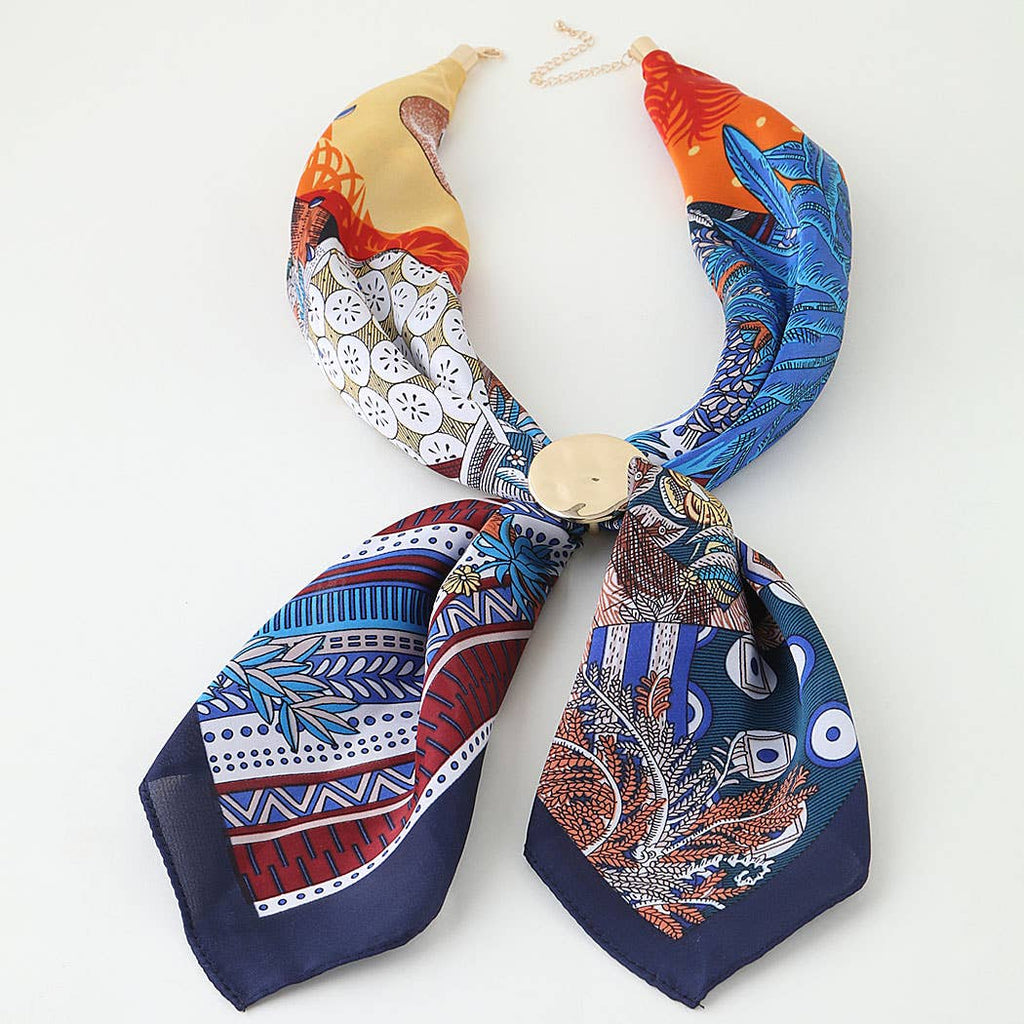 3AM BY H&D ACCESSORIES - Hammered Fabric Scarf Wrap Necklace