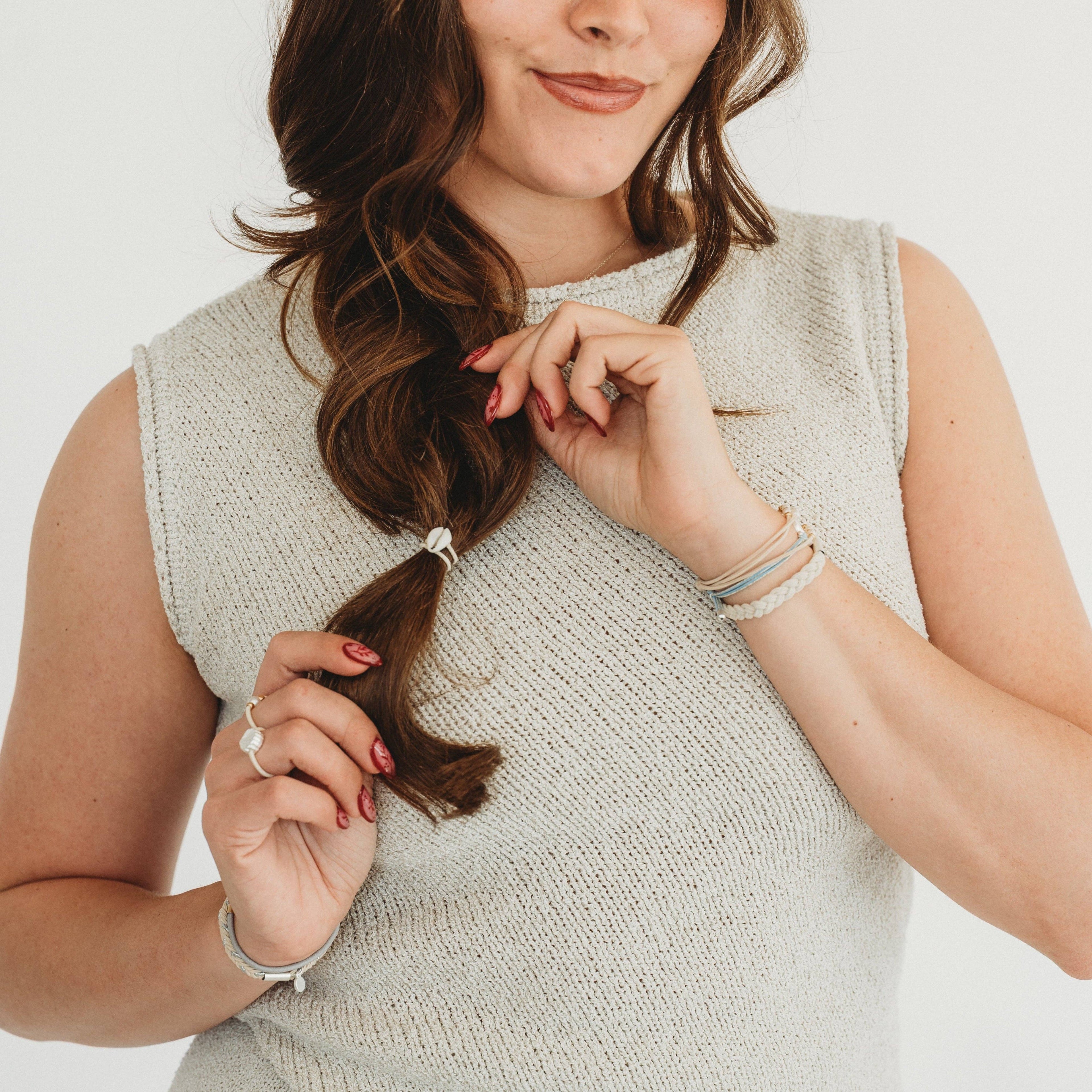 K'lani hair tie bracelets - "Tide" Seashell Beach Vibe Hair Tie Rings