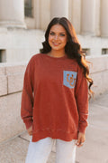 DENIM POCKET TOP- VINTAGE WINE