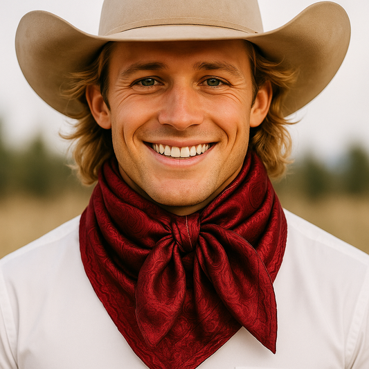 Rodeo Drive - 35X35" Ruby Jacquard Wild Rag/Scarf WR4035