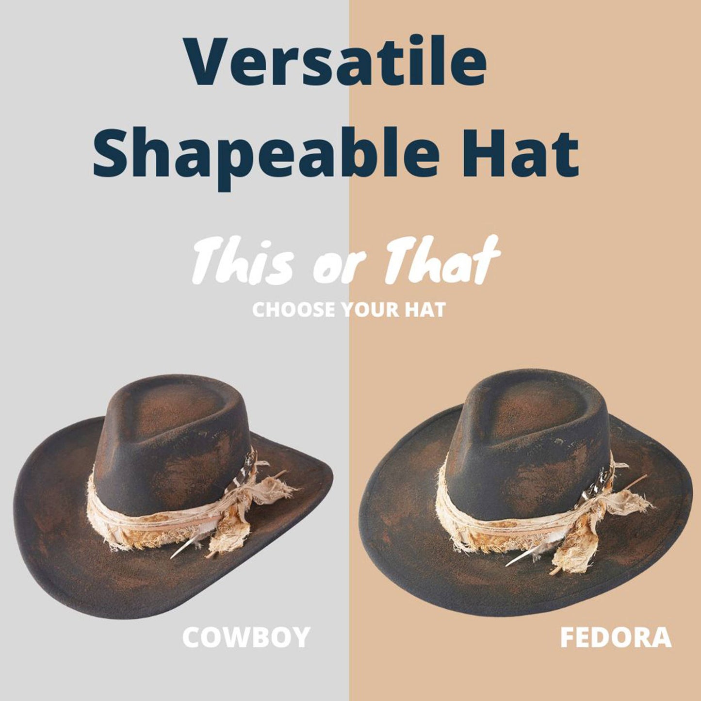 Rustic Cowgirl with Feather Fedora Hat