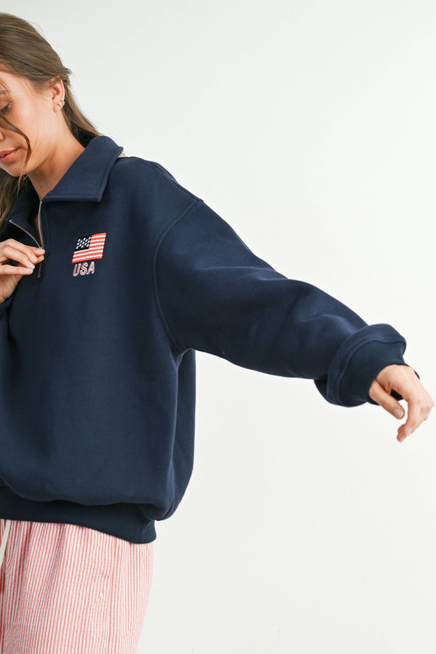 Loose Collared Quarter-Zip