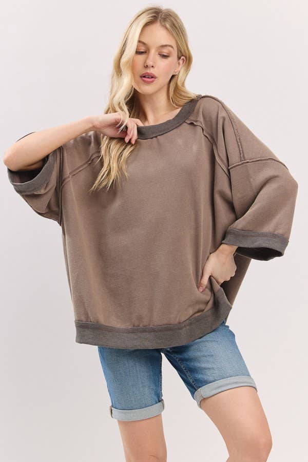 Mineral-Washed Oversized French Terry Top