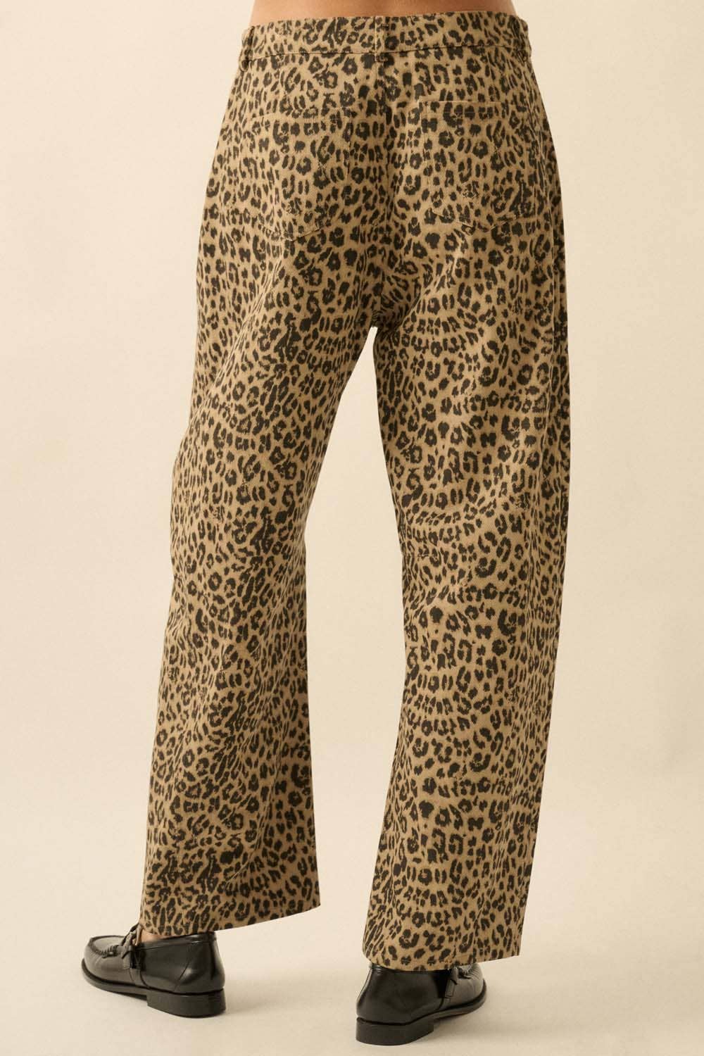 Leopard-Print Twill Pocket Pants