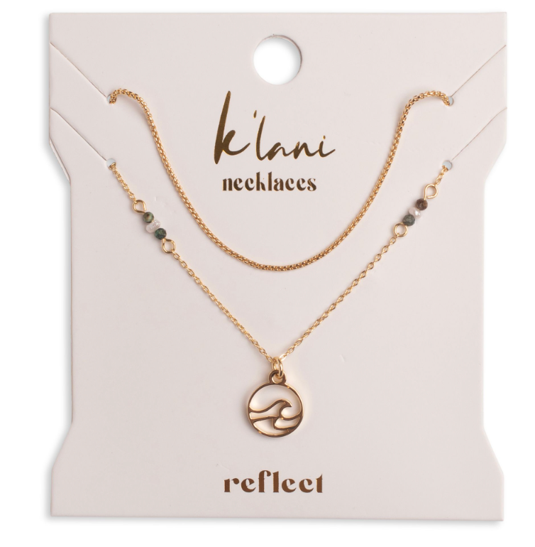 K'lani hair tie bracelets - "Reflect" Golden Wave Necklace Set