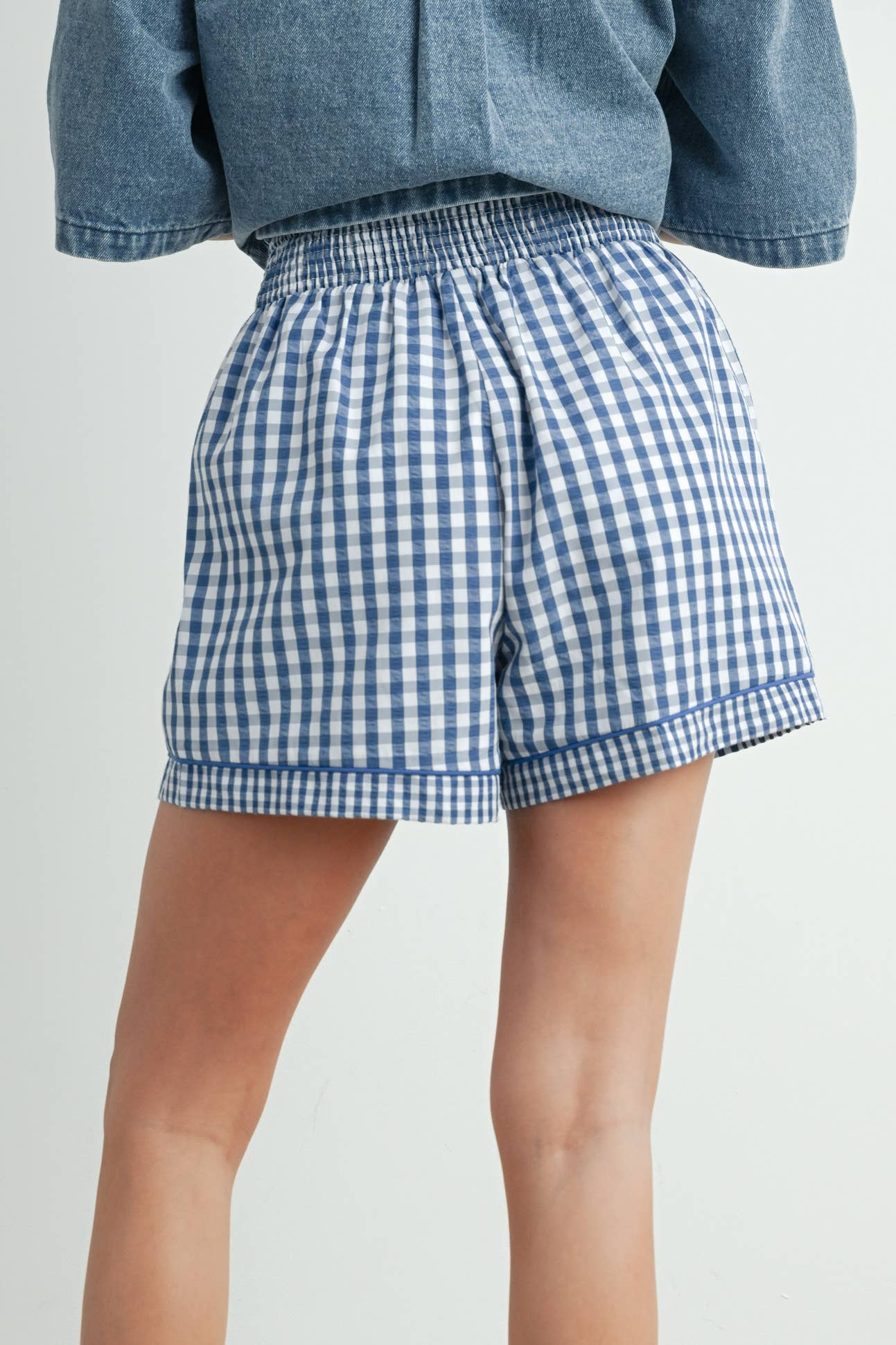 Garterized Gingham Shorts