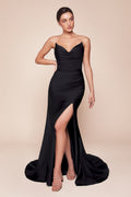STRAPLESS STRETCH SATIN FITTED GOWN CDCD791