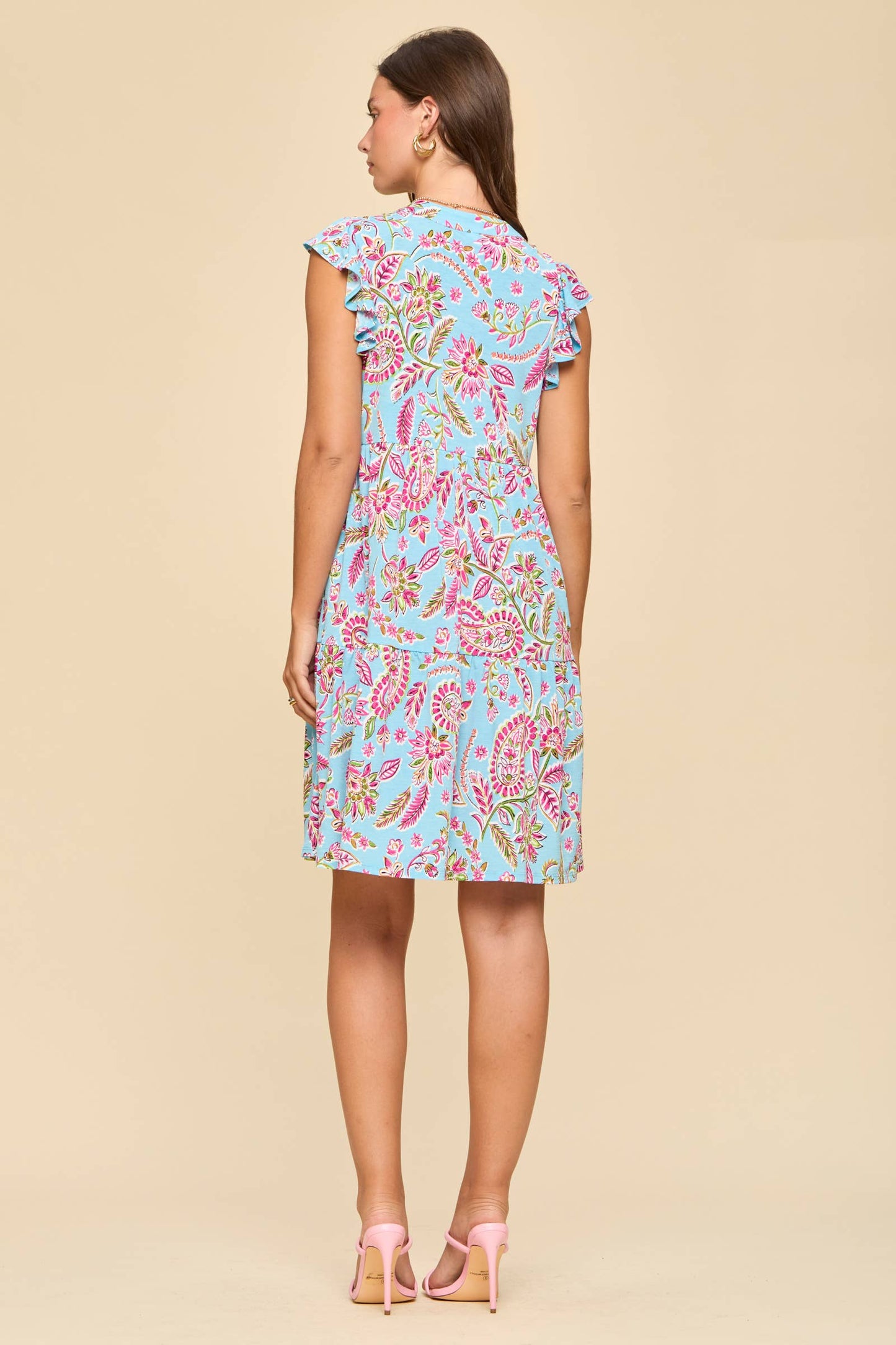 Flutter Sleeve Tiered Forever Dress