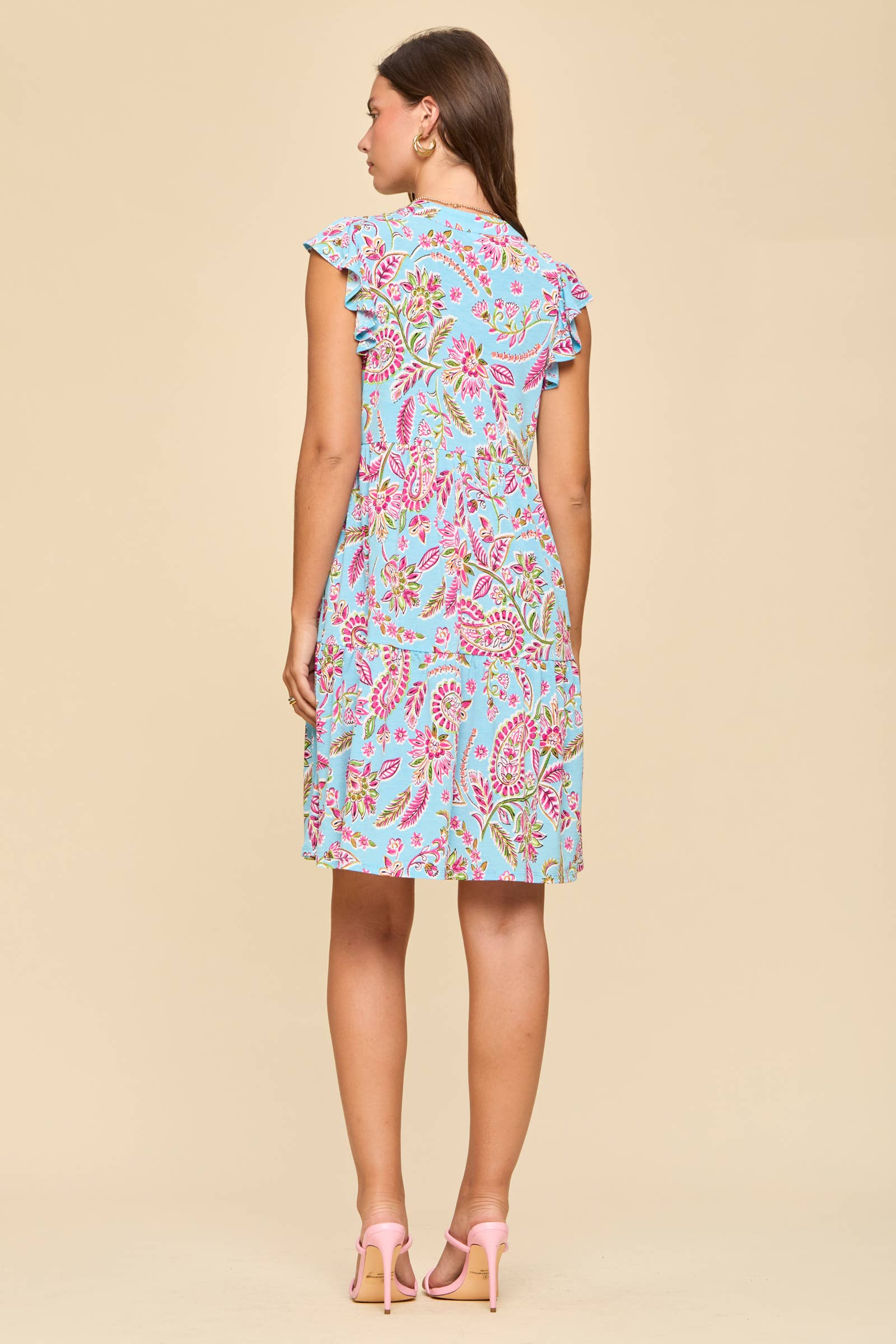 Flutter Sleeve Tiered Forever Dress
